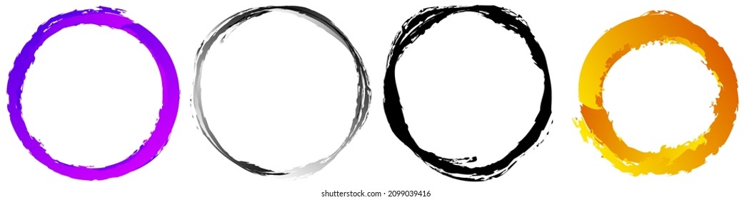Grungy textured circle element, shape. Circular grunge shape. Paint, ink stain