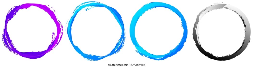 Grungy textured circle element, shape. Circular grunge shape. Paint, ink stain