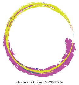 Grungy, textured circle, Grunge effect circular element. Smudge, smear paint brush effect. Liquid splatter, splash drawing sketchy, sketch circle. Ink, tint, dye blob, blotch and splodge, blot vector