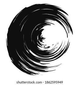 Grungy, textured circle, Grunge effect circular element. Smudge, smear paint brush effect. Liquid splatter, splash drawing sketchy, sketch circle. Ink, tint, dye blob, blotch and splodge, blot vector