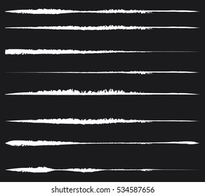 Grungy, textured lines for damage effects. Set of smudged, smeared paint, claw scratch shapes