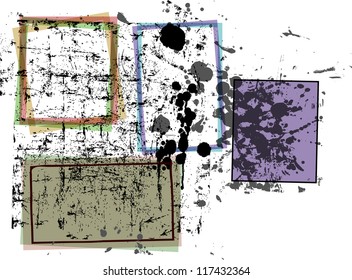Grungy textures and frames, vector format eps 10