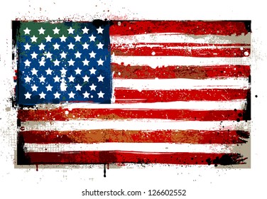 Grungy USA flag. EPS 8 vector illustration.