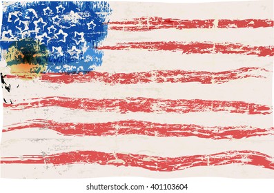 grungy USA flag, vector illustration