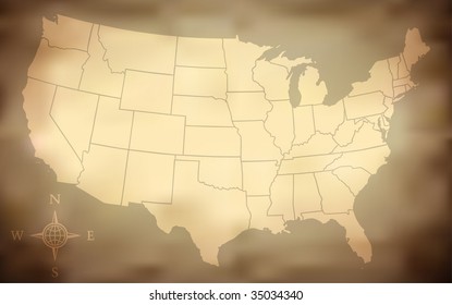 Grungy USA Map (Vector )