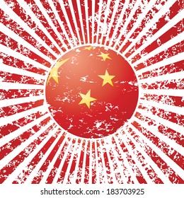 Grungy vector background with Chinese flag.
