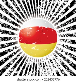 Grungy vector background with flag of South Ossetia.