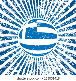 Grungy vector background with Greek flag.