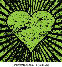 Grungy vector background with a heart.