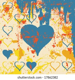 Grungy vector background heart illustration