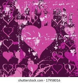 Grungy vector background heart illustration