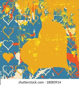 Grungy vector background heart illustration