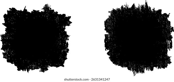 Grungy vector black ink circles. Brush hand drawn textured punk style round shapes