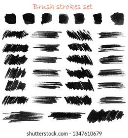 grungy vector brush strokes set