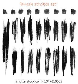 grungy vector brush strokes set