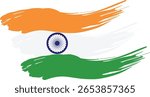 Grungy vector design of the Indian flag, highlighting the Ashoka Chakra. Textured national emblem with a transparent background.