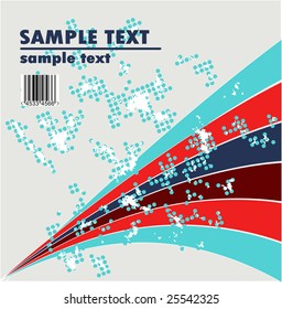 Grungy vector design of stripes with barcode