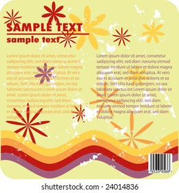 Grungy vector design of stripes and flowers with barcode