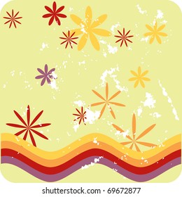 Grungy vector design of stripes and flowers
