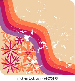 Grungy vector design of stripes and flowers