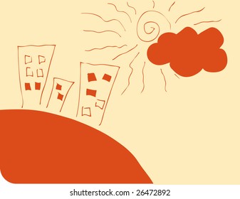 Grungy vector design of summer town