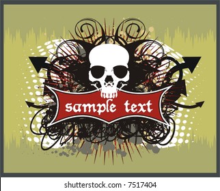Grungy vector illustration with skull