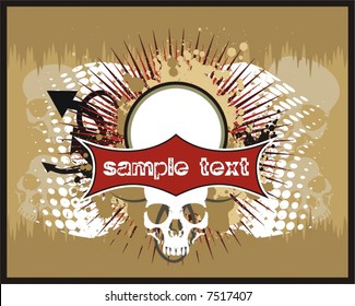 Grungy vector illustration with skull