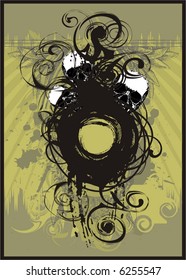 Grungy vector illustration with skulls