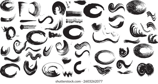 Grungy vector Lines, circles, smears, spirals, waves, brush strokes.