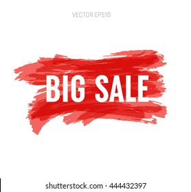 Grungy vector paint brush strokes on white. Big sale
