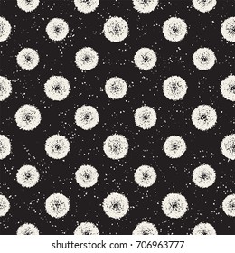 Grungy vector pattern with scattered circle shapes. Seamless texture abstract background print, fabric, textile, card, wrapping paper, wallpaper