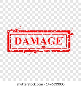 Grungy Vector Red Rubber Stamp, Damage at transparent effect background
