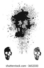 grungy vector skull with ink