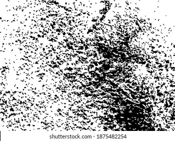 Grungy vector texture of brushed plaster wall. Old faded concrete surface. Black splatter on white background. Material design template. Textured overlay for vintage graphic.