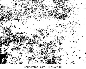 Grungy vector texture of brushed plaster wall. Faded rough concrete surface. Black splatter on white background. Material design template. Textured overlay for vintage graphic.