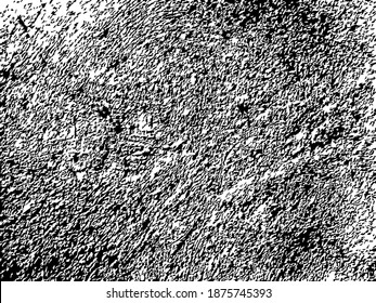 Grungy vector texture of brushed plaster wall. Dark rough concrete surface. Black splatter on white background. Material design template. Textured overlay for vintage graphic.