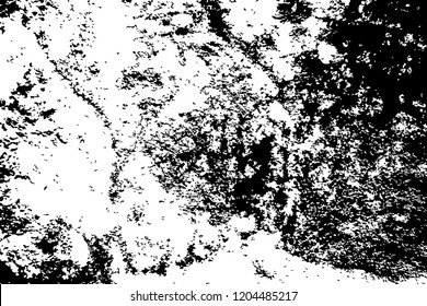 Grungy vector texture of polished stone. Distressed overlay for vintage effect. Rough and weathered stone surface. Black ink splatter on transparent background. Noisy texture monochrome background