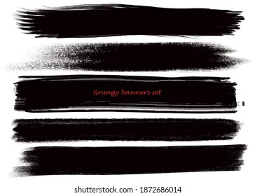 Grungy vector textures set. Elements for designs and brush strokes. Eps10