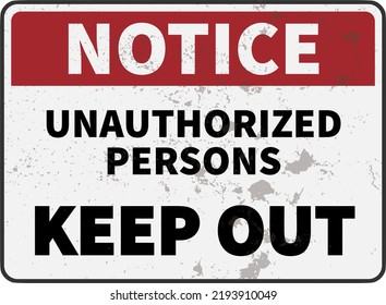 Grungy Warning Sign Text Notice Unauthorized Stock Vector (Royalty Free ...