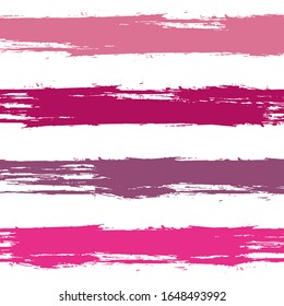 Grungy watercolor brush stripes seamless pattern. Violet and pink paintbrush lines horizontal seamless texture for backdrop. Hand drown paint strokes design. For textile.