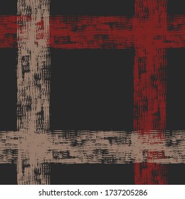 Grungy watercolor brush stripes seamless pattern. Hand drown paint strokes graphic  For cloth.