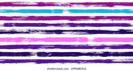 Grungy watercolor brush stripes seamless pattern. Ink paintbrush lines horizontal seamless texture for background. Hand drown paint strokes graphic artwork. For textile.