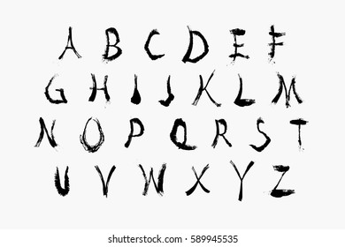 Grungy watercolor font vector illustration.