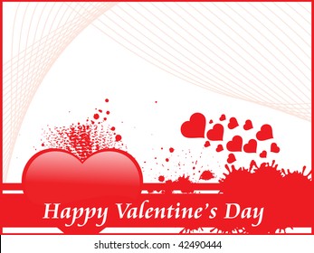 grungy wave background with red romantic heart