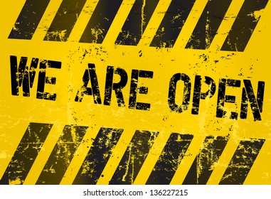 grungy  " we are open "  sign, vector