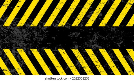 A grungy and worn hazard stripes texture. warning striped rectangular background template, yellow and black stripes on the diagonal, a warning to be careful. Vector of potential danger sign