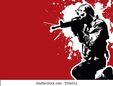 grungy young vector soldier