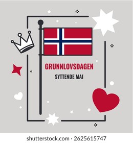 Grunnlovsdagen, Norwegian Constitution Day – background, banner, vector illustration
