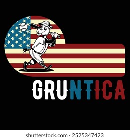 Gruntica Baseball Camel American Flag Camiseta divertida