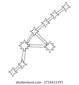 Vector de contorno dibujado a mano ilustración de constelación de Grus